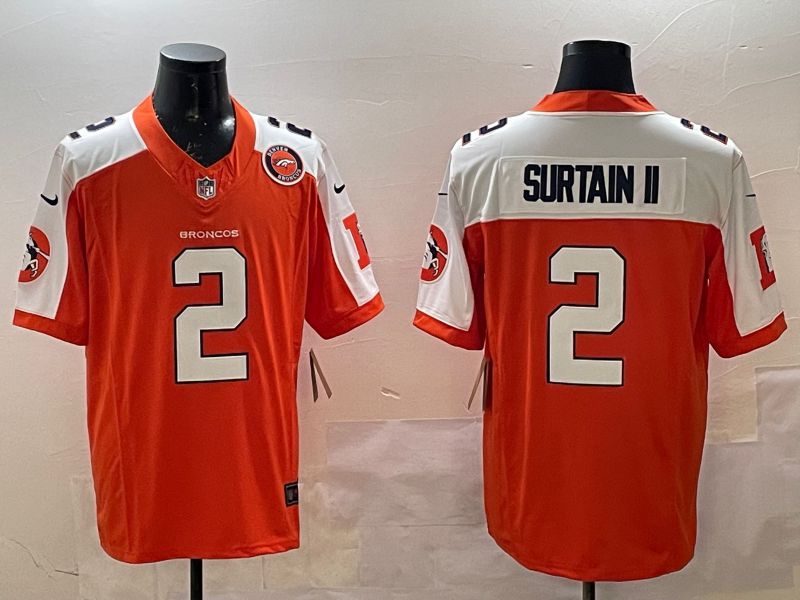 Men Denver Broncos #2 Surtain ii Orange Thanksgiving three generations 2025 Nike Limited NFL Jersey style 2->detroit lions->NFL Jersey